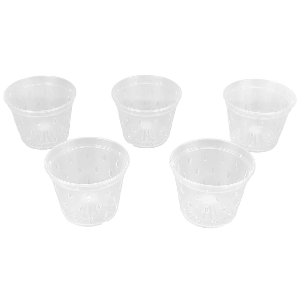 5 Sets Orchid Flower Pot Breathable Clear Orchid Planting Pot with Holes Saucers for Indoor Outdoor