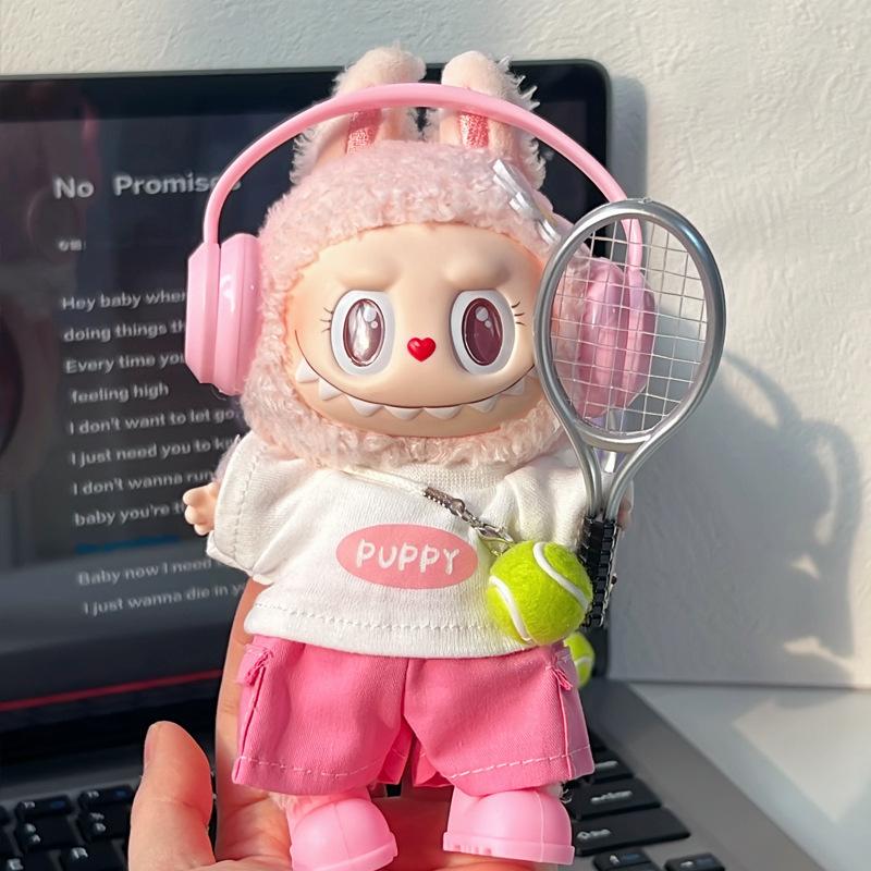 For 15/17Cm Labubu Summer T-Shirt Cargo Pants Tennis Sports Outfits Clothing  Labubu V1 V2 Cute Doll Diy Clothes  Accessories