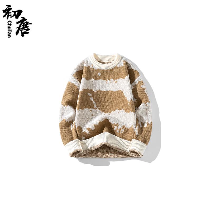 Herren Amerikanischer Retro Tie-Dye Colorblock Strickpullover
