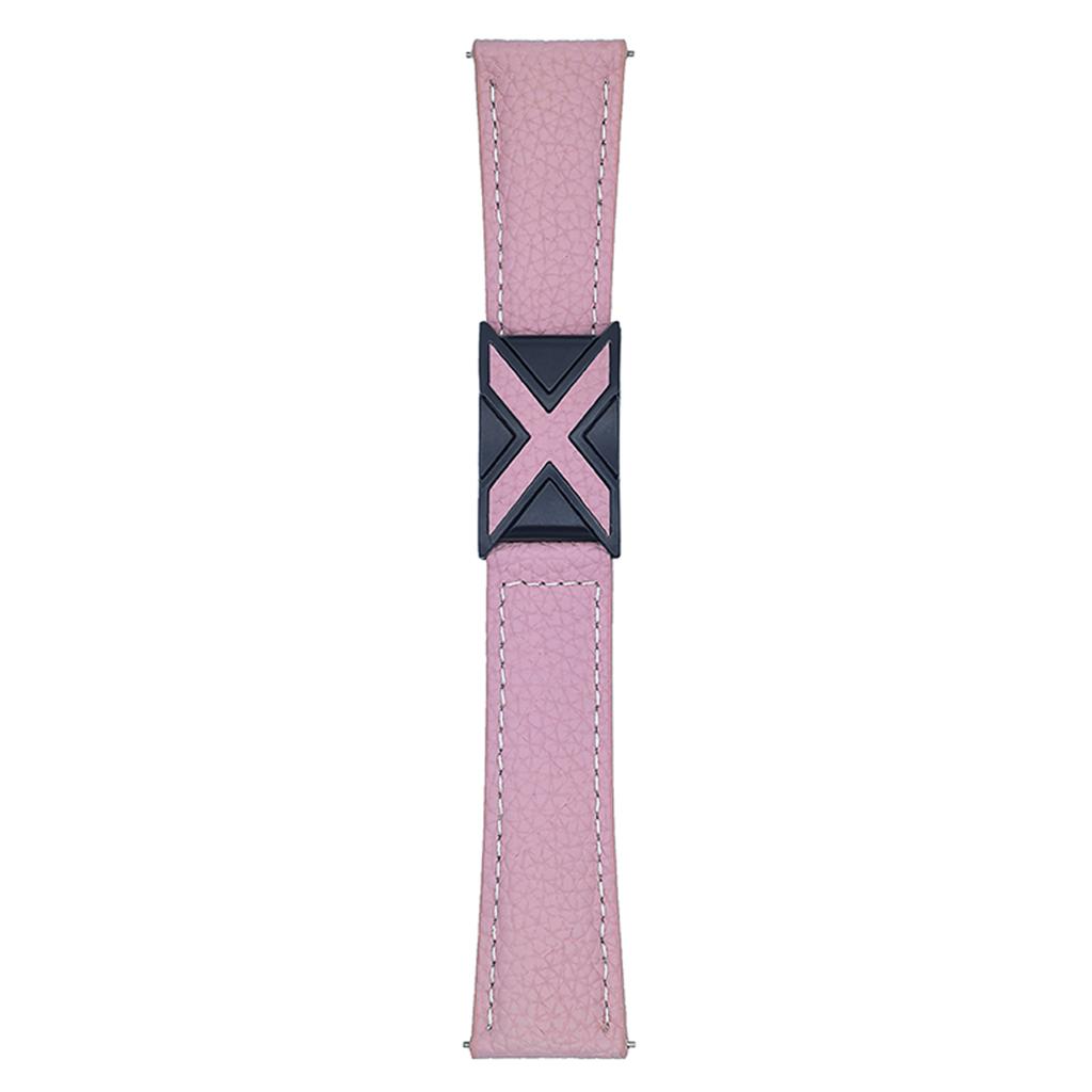 For Samsung Galaxy Watch7 44mm/40mm Watch Band 20mm Magnetic X-Buckle Litchi Texture Leather Strap