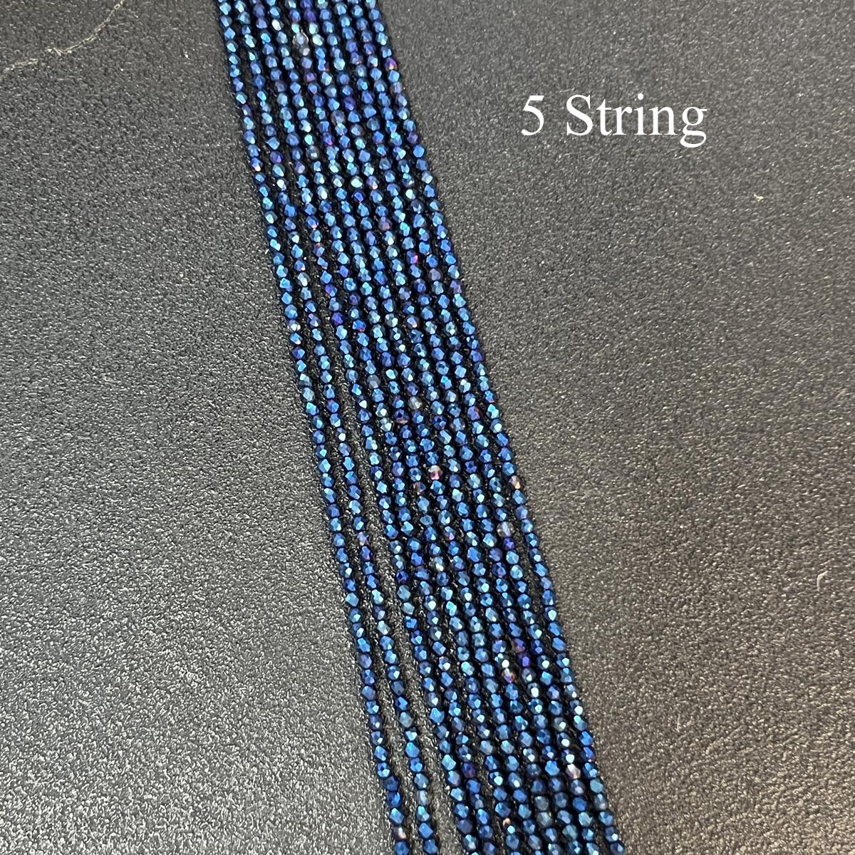 

5 ниток, Сині скляні бісерні намистини 2 мм/3 мм, Нитки 38 см, Вишуканий розсипний бісер для DIY Мінімалістичного браслета Y2K, Багатошарового намиста, Виготовлення ювелірних виробів 5String/2mm-38cm синій