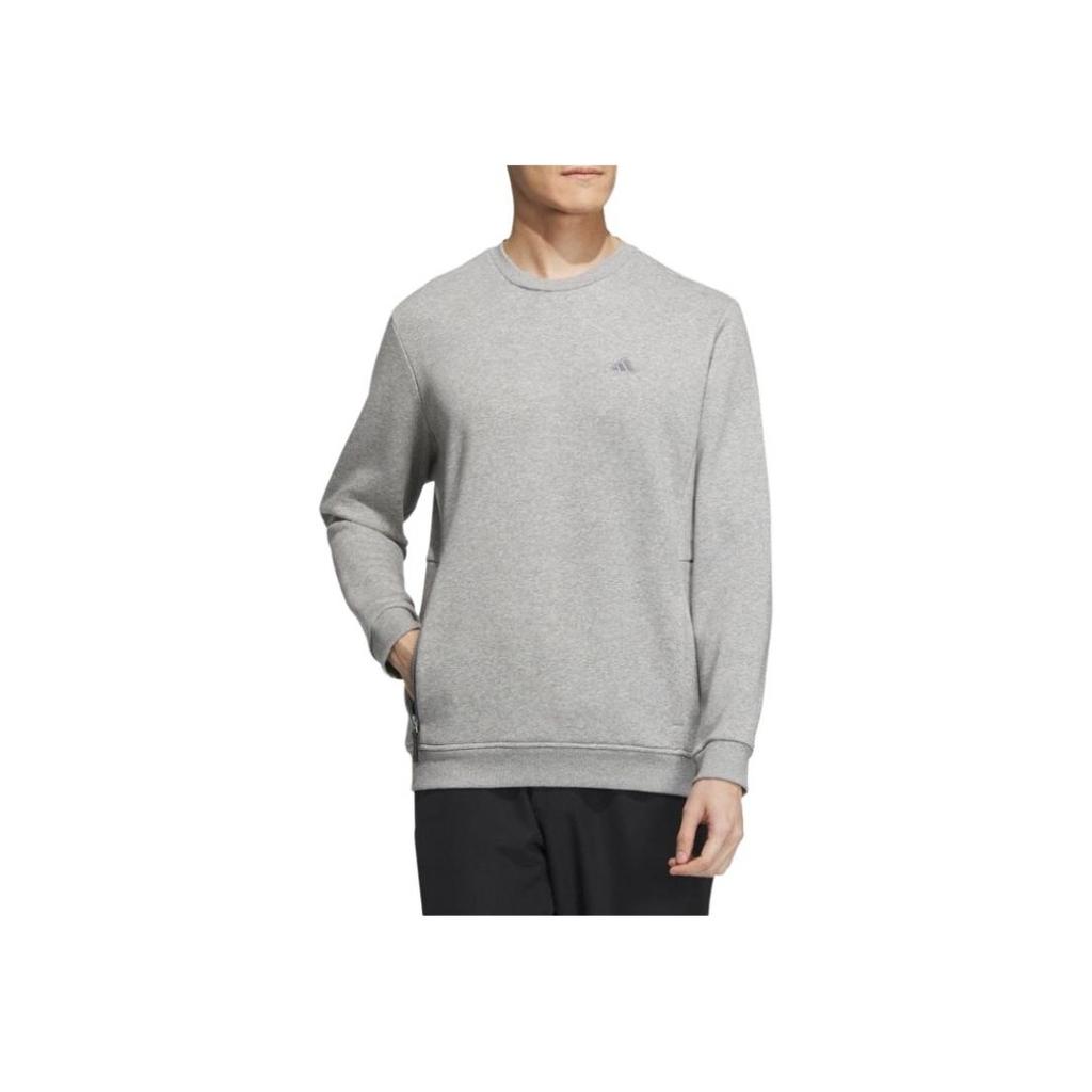 adidas Solid Color Crew Neck Logo Long Sleeve Sweatshirt Men Sweatshirt Gray IA2608