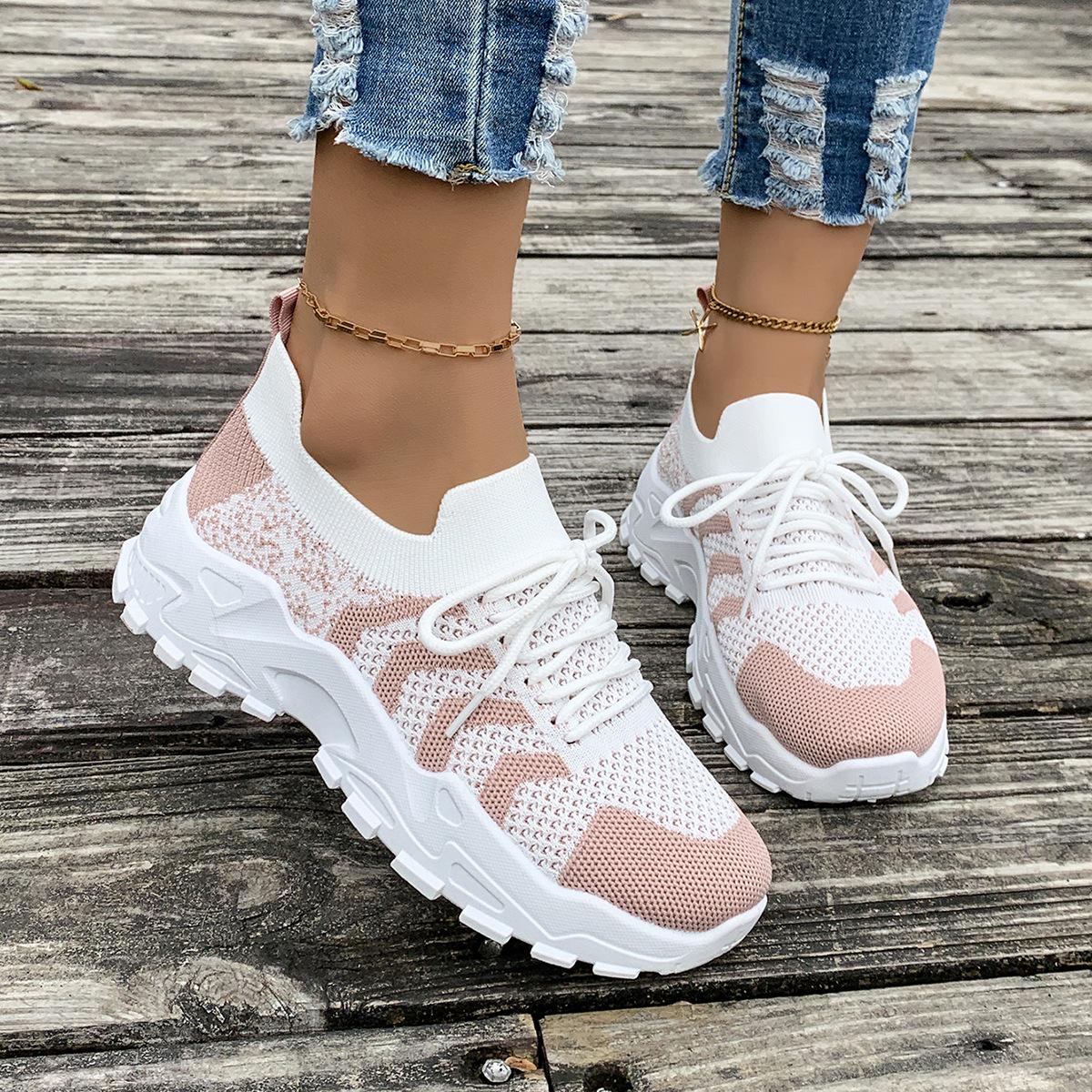 

Весенне-летние женские сетчатые спортивные кроссовки на толстой подошве, легкие повседневные кроссовки для бега 43 розовый