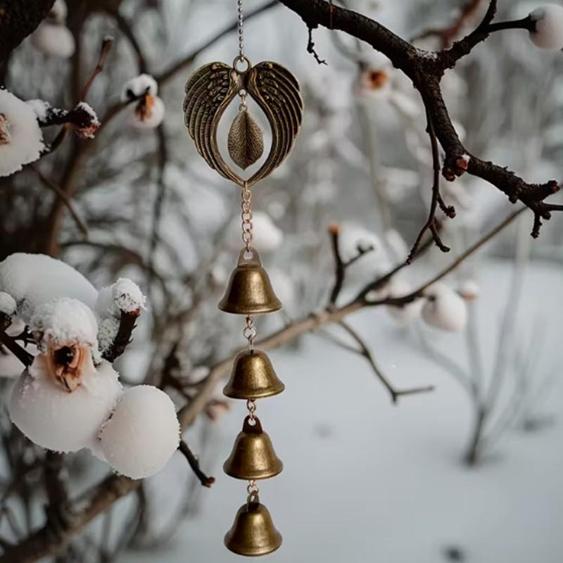 Heart Shape Wing Durability Wind Bells Featuring Clear Bells and Easyly Hanging Chain for Balcony Patios Use