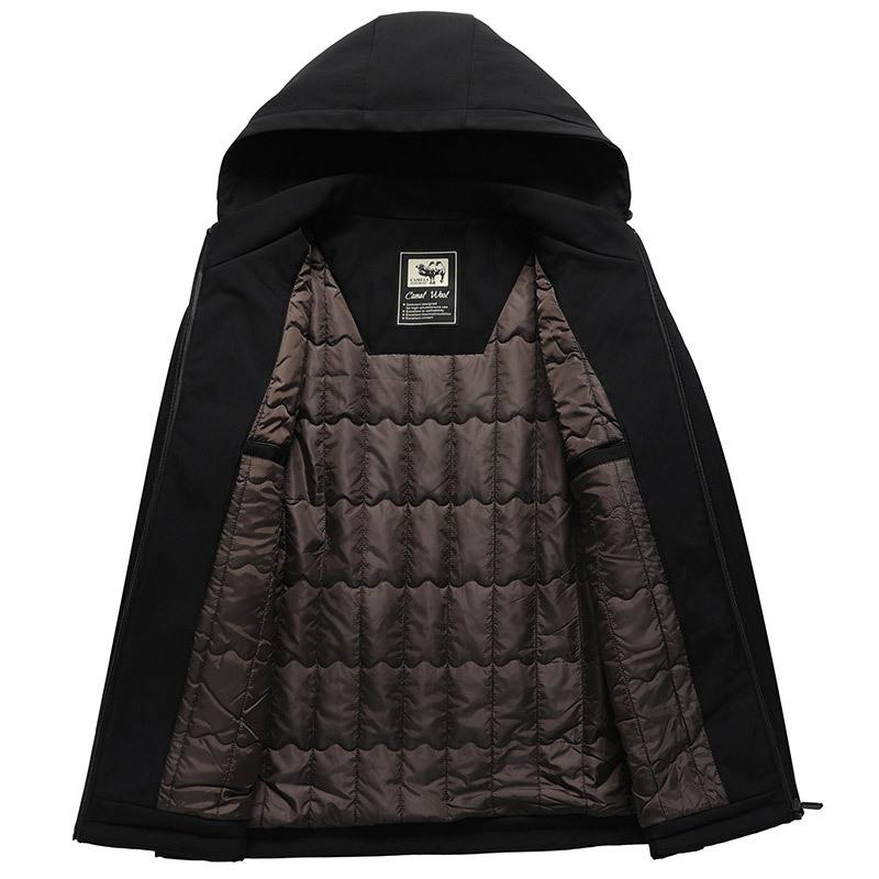 Winter Men's Padded Coat Medium and Long Hooded Middle-aged Wear Business Casual Padded Coat Men's Padded Jacket