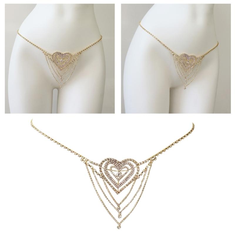 Heart Shap Layered Waist Chain with Tassels Designing, Belly Jewelry Hip Decoration for Parties and Everyday Wear