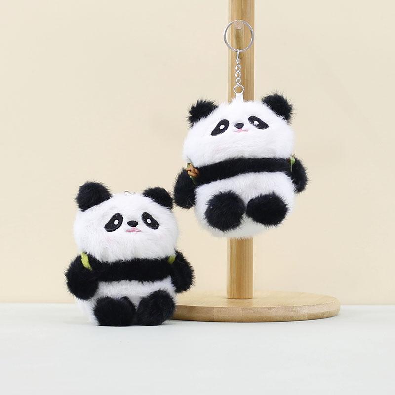 Adorable Plush Panda Toy Keychain Soft Fruit Panda Doll Pendant For Bags