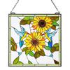 Stained Glass Window Panel, 502 X 520 Mm, Tiffany Style Hanging Transom Window Panel with Chain, Large Vertical Rectangle Stain Glass, Vintage