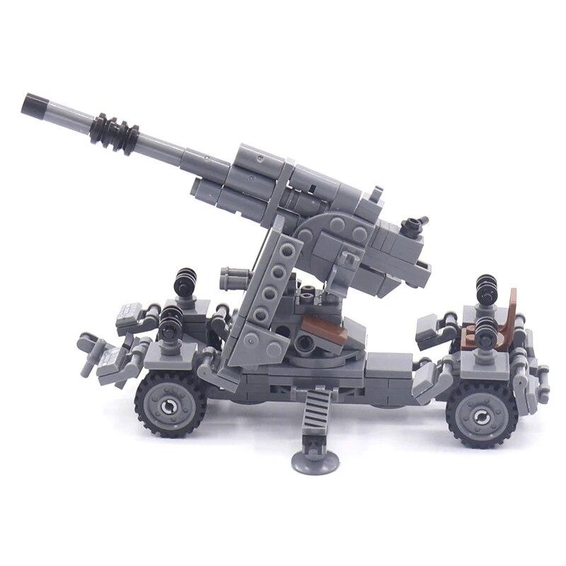 MOC 88mm protilietadlový kanón Tank Vojna Vojenské mestské vozidlo Stavebné bloky pre autá Klasický model Stavebnice Kocky Sady Nápady
