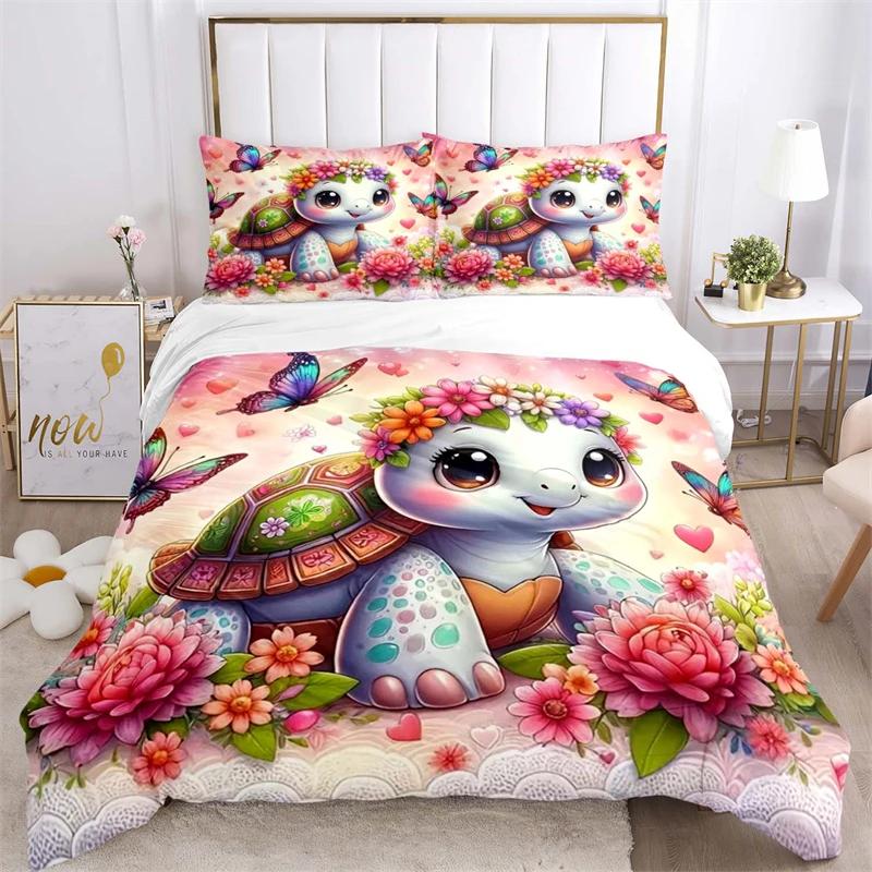 Cute Turtle Dolphin Beautiful Fish Duvet Cover Set Printed Bedding Set Double Queen King Size 2/3pcs,Bettbezug
