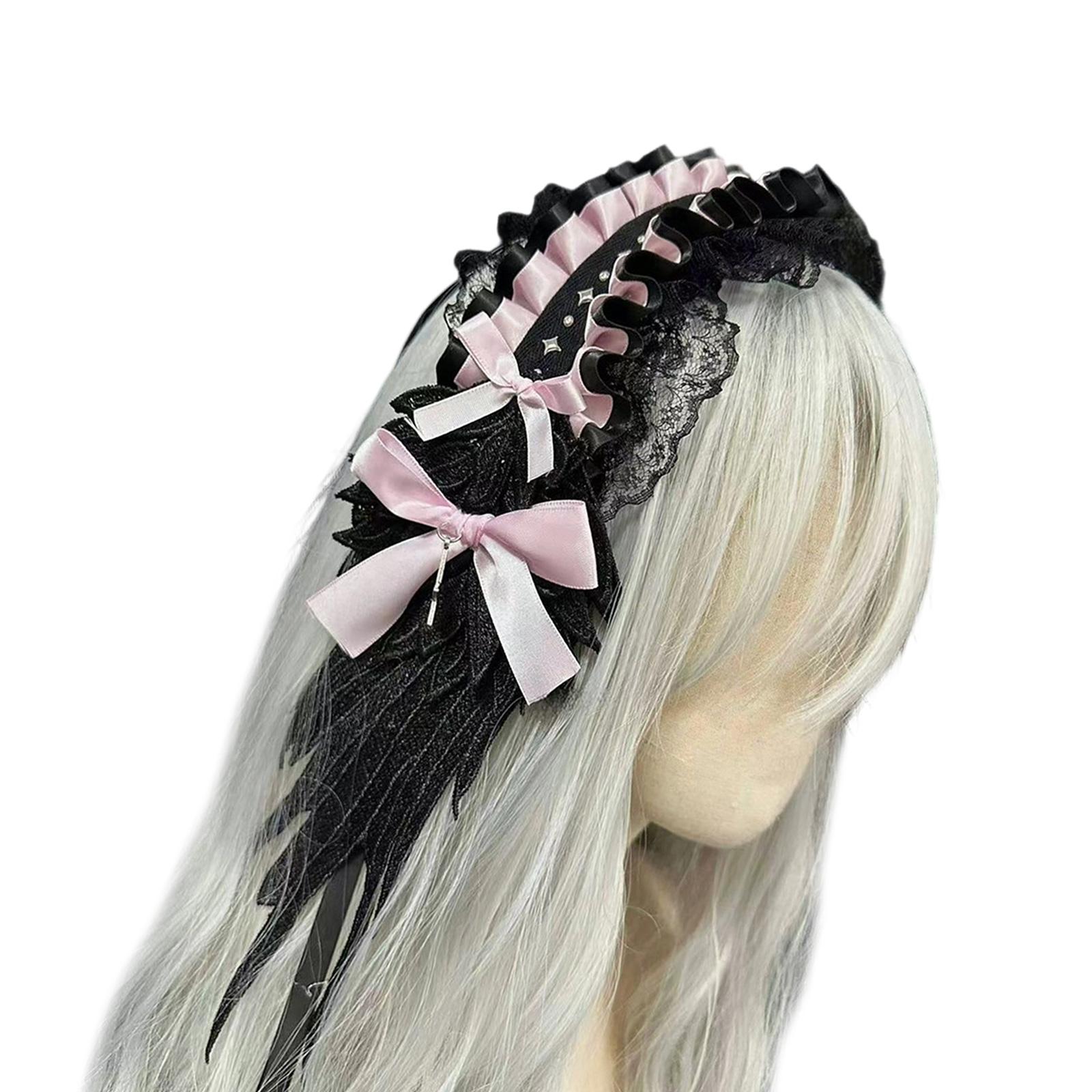 

Стильное украшение для головы с бантиком, элегантное украшение для волос, повязка для волос в стиле Лолиты, отлично подходит для того, чтобы подчеркнуть ваш образ на мероприятии 2