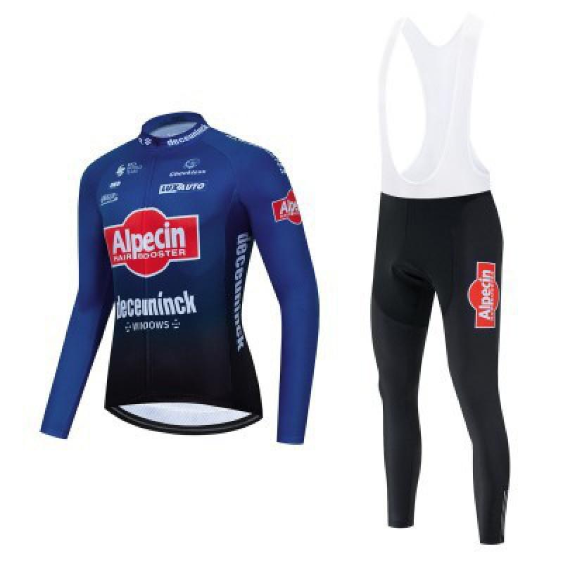 Mens Long Sleeve Cycling Jersey Set Breathable Quick-Dry Road Bike Outfit With Team Designs