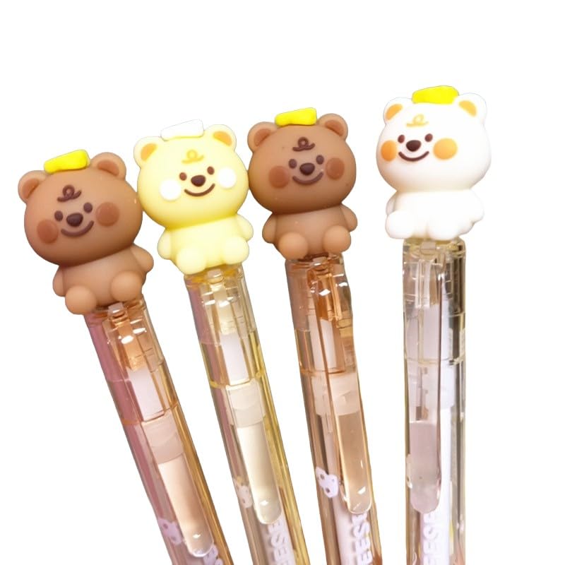Cute Bear Ballpoint Gel Ballpoint Fine Indigo Set of Stylish Bear Animal Cute Writing Ballpoint Easy to Write School Present Pen, Pen, 0.5mm Line,