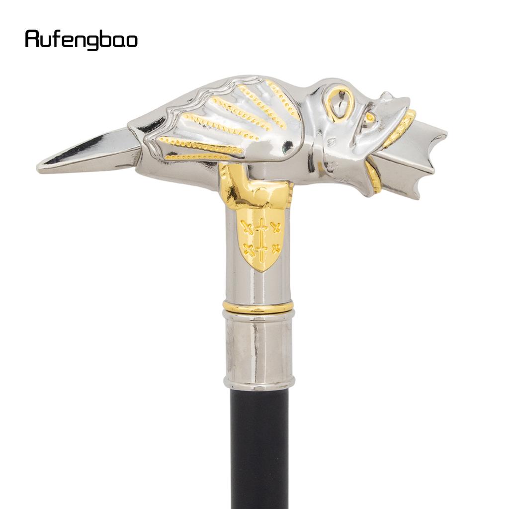 Golden White Lizard Chameleon Tongue Cane Fashion Decorative Walking Stick Gentleman Elegant Cosplay Cane Knob Crosier 93cm