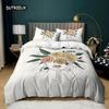 Simple Strokes Duvet Cover Set Queen Size Portrait Pattern Woman with Roses Bedding Set Polyester Abstract Style Comforter Cover
