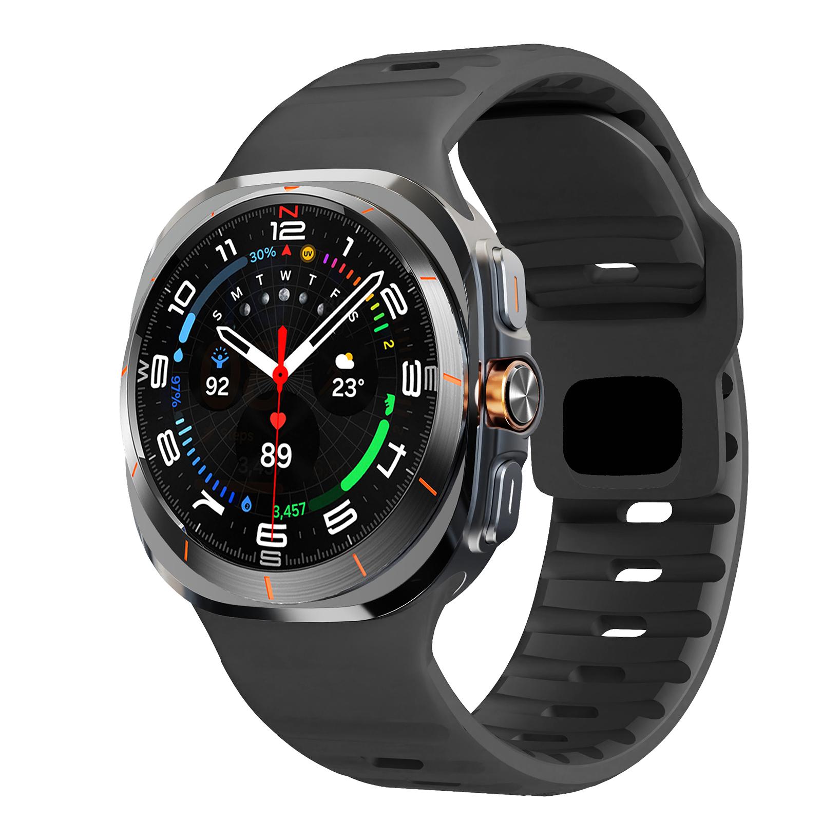 

Для Samsung Galaxy Watch 7 Ultra Ремешок 47 мм Аксессуары correa Спортивный Силиконовый Браслет Для Galaxy Watch 8 ultra 2026 ремешок 47 мм Galaxy Ultra 2025 чёрный