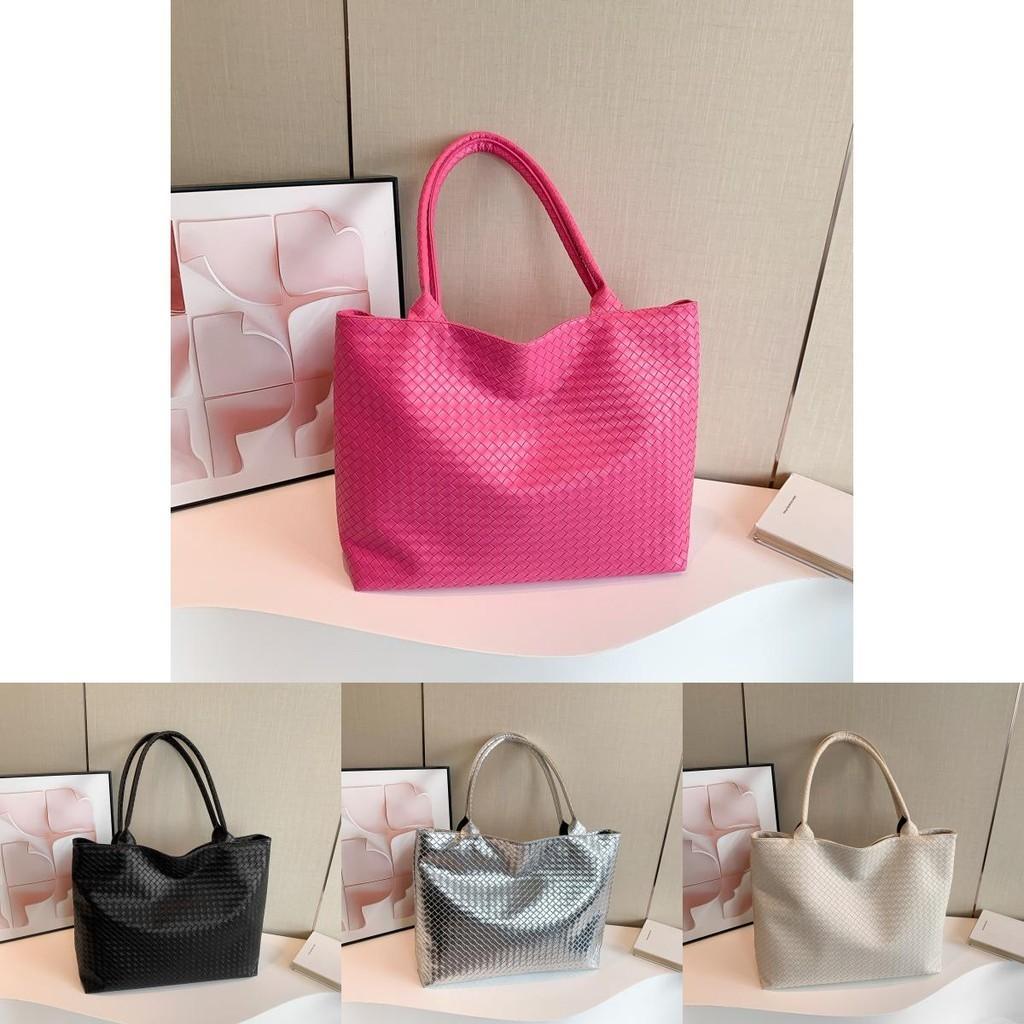 Trendy 2024 Fashionable Weaved Texture Large Tote Bag Versatile Bucket Style
