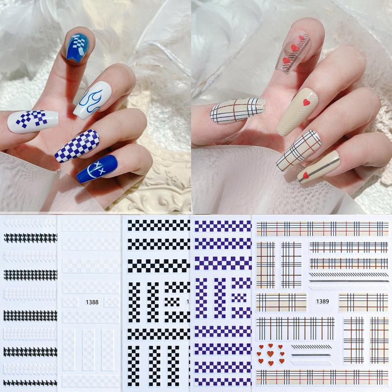 Nail Art Sticker Uniform Plaid Decoration Small Pattern Adhesive Nail Art Sticker Plaid Nail Sticker