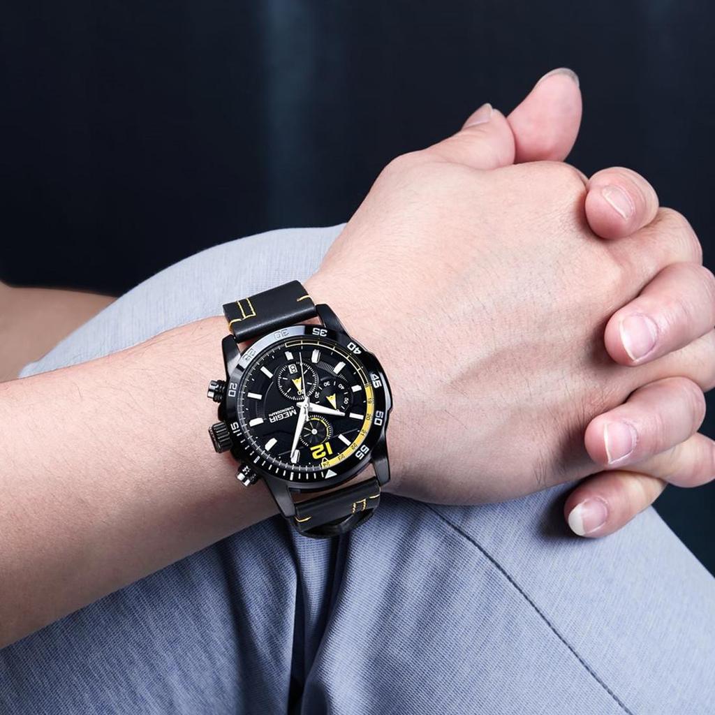 MEGIR Cronografo da uomo al quarzo Orologi in acciaio