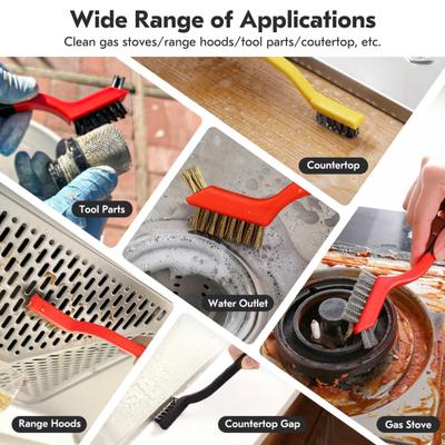Yousheng 6Pcs/Set Narrow Space Wire Brush Set Ergonomic Long Handle Bristle Cleaning Brush Kitchen Bathroom Garage Tool