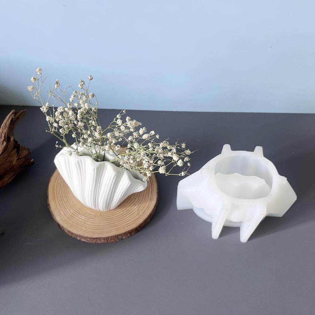 Formă Silicon Vază Shell Vază Mică Ilustrație Formă Gips Vază Ornament Picurare Arbore