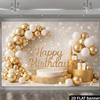 Sfondo per banner di festa di compleanno piatto 2D palloncini di lusso oro e bianco con "Buon Compleanno" in oro
