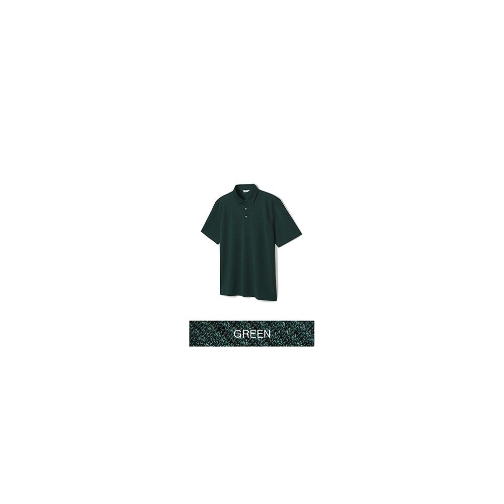 NOTIG Cotton Blend Collared Short Sleeve T-Shirt Green_Oks1T1Ts108E1