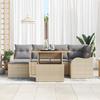 7-piece Garden Sofa Set with Cushions Beige Poly Rattan 3358219