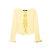 Zbzr Spring New Women Clothes Western Style Lace Patchwork Contrast Color Long Sleeve Knit Cardigan Slimming Short Top