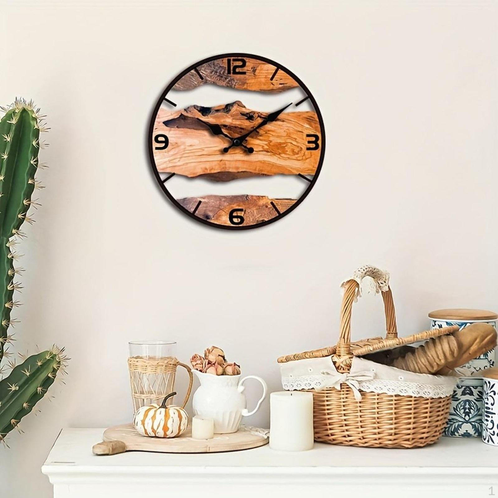 Деревянные Настенные Часы Декоративные Искусство 11,8 дюйма Часы для Столовой Офиса Спальни Кухни Brown Color