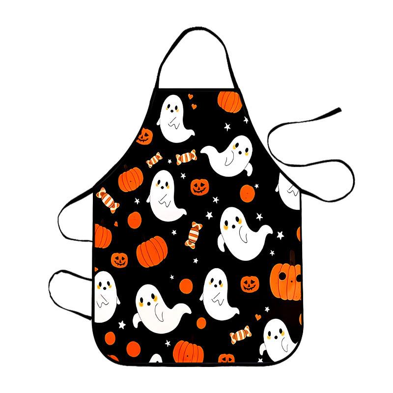 Halloween Pumpkin Skeleton Waterproof Apron With Cartoon Print For Kitchen And Home Use