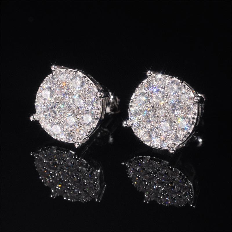 Full Moissanite D Color  Women's Men Hip-hop Earrings 925 Silver Screw Ear Stud High Quality Fine Jewelry for Women  Gift