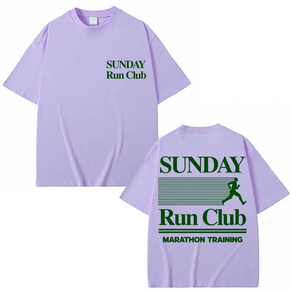 Sunday Running Club Graphic Summer T Shirt Cotton Breathable Sporty Jogging Tshirts Unisex Women Oversized Cotton Casual Tshirt