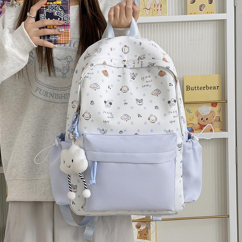 Schoolbag Korean Version Ins Cute Casual Backpack Large Capacity Cute Graffiti Junior High School Schoolbag Female Sweet Versatile Backpack