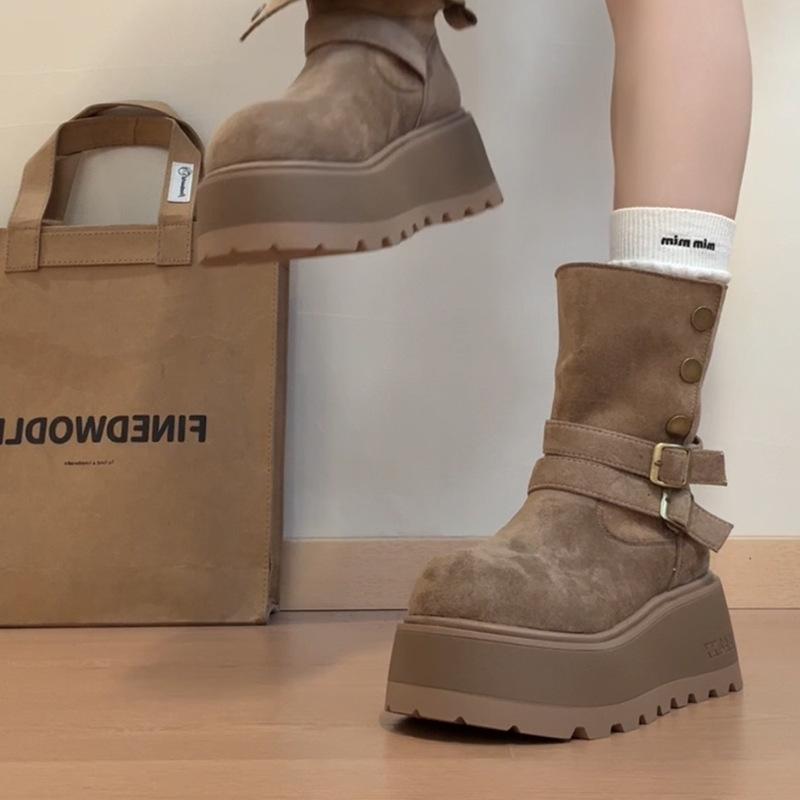 Vintage College Suede Thick-soled Women's Fashion Boots Autumn and Winter Fashion Japanese Skirt Fairy Style Short Boots Tide