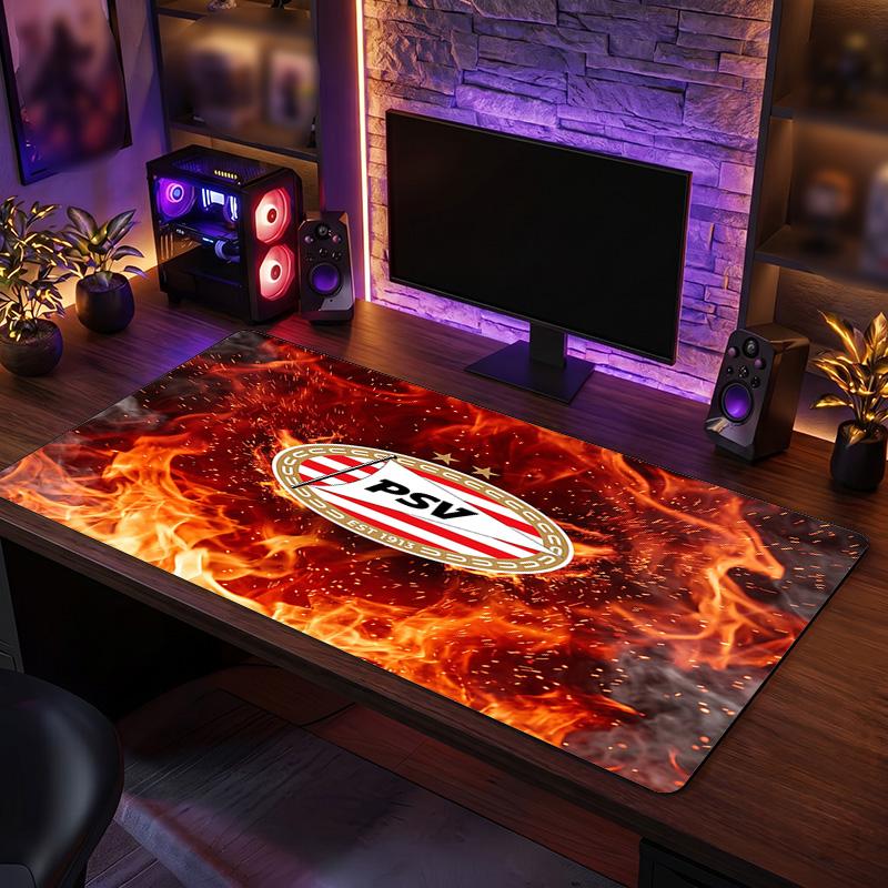 PSV Eindhoven FC Theme Pattern Mouse Pad, Soccer Logo Design XXL Gaming Desk Mat Non-Slip Computer Mouse Pad