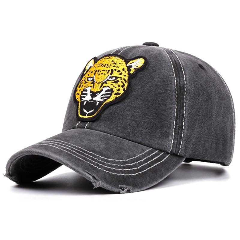 Leopard Head Graphic Baseball Cap Unisex Washed Polyester Vintage Outdoor Sports Adjustable Hat