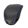FUELHOOD Gear Shift Knob Cover for Toyota RAV4 Black Carbon Fiber Blue Leather 1pc Stick Shift Handle Protector Interior Parts Accessories 2019-2024 -