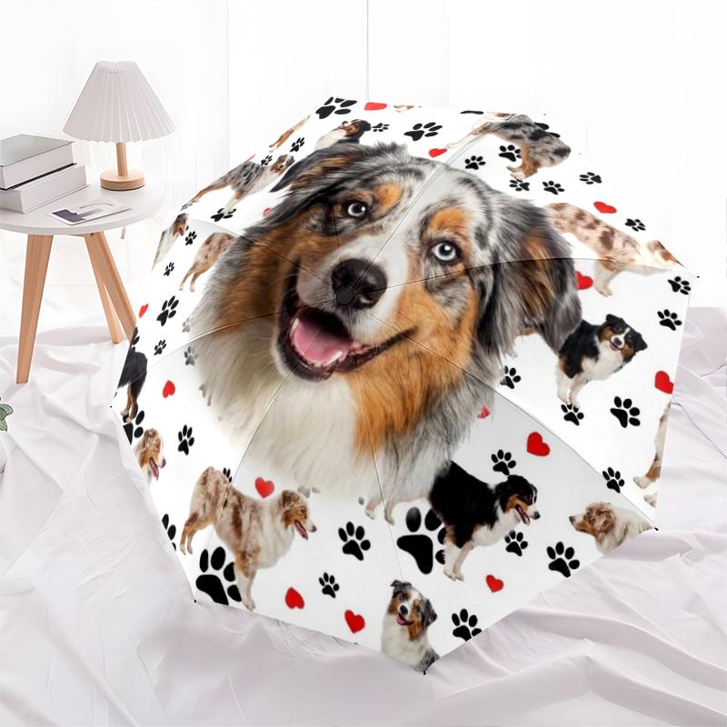 1 PC Automatic Folding Umbrella - Cute Pet Puppy Pattern, Portable & Foldable Design with 8 Ribs, Christmas Birthday Gifts