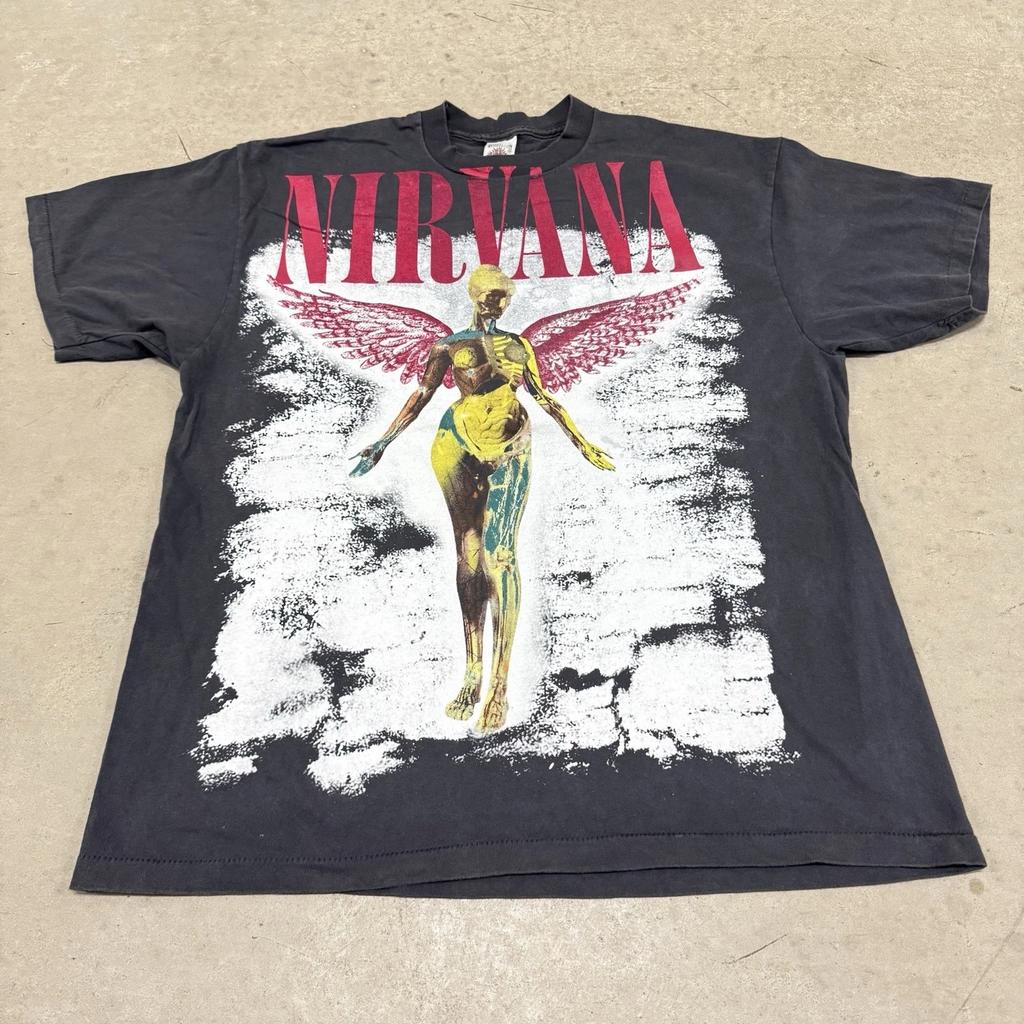 Vintage Nirvana Band T T-Shirt Men’s XL Nevermind Album Cover AOP In Utero Reprint