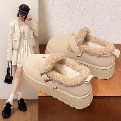 Fashion New Winter Women's Shoes Plush Fashionable Retro Shoes Cotton Women's Flat Slippers Thick-soled Women's Boots