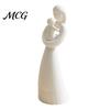 Artistic Table Centerpiece 3D Printed Mother and Child Sculpture, Matte White Abstract Embrace Statue with Slender Silhouette Anti-Tipping Base,