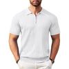 Summer Men's Zipper Short-sleeved Ribbed Knit Shirt T-shirt Fashion Casual Golf Shirt