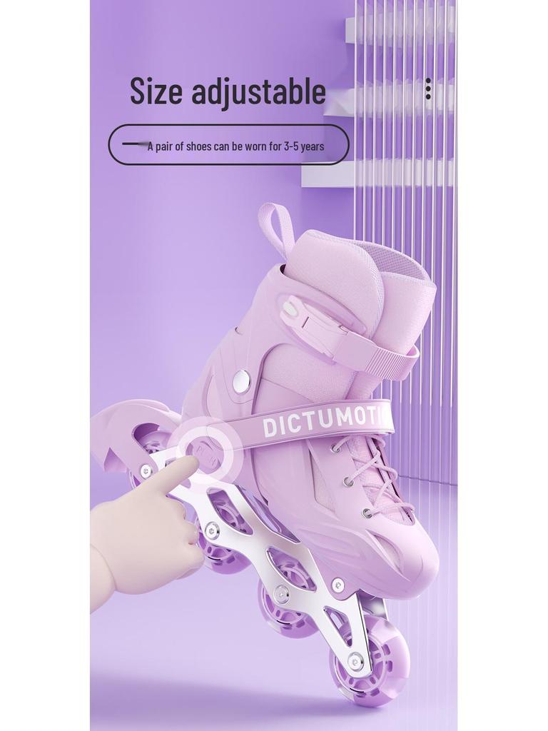 Kids' Beginner Inline Skates for Ages 6-12, Boys & Girls Single Row, Entry Level Roller & Ice Skating Shoes