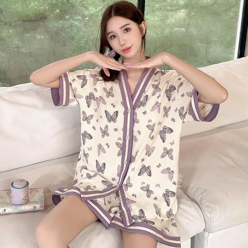 South East Asia bubble cotton pajamas girls summer short-sleeved shorts 1011 cartoon loungewear suit new