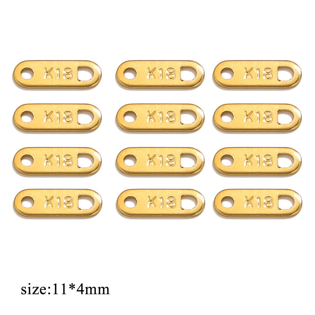 100pcs Stainless Steel Tail Chain Tag Real Gold Electroplated Small Pendant Accessories for Jewelry Making DIY Charms