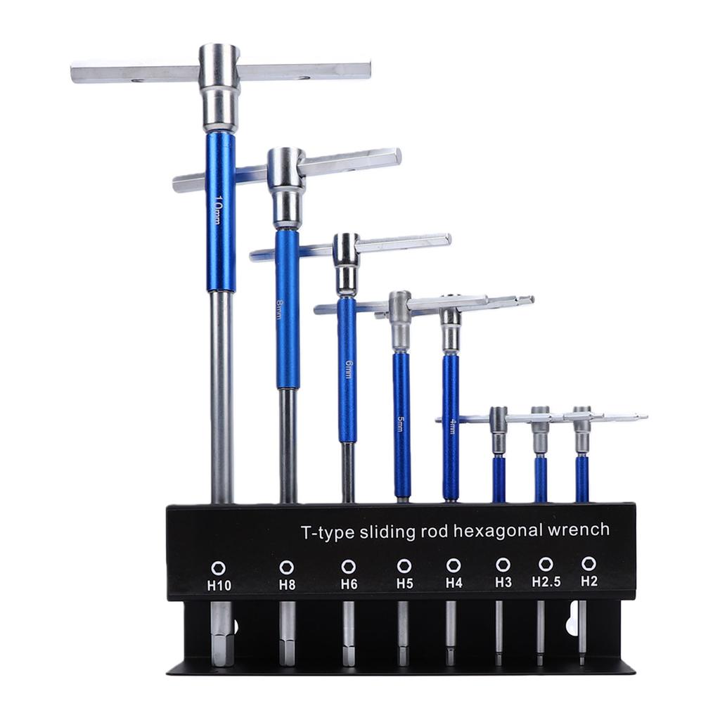 T Handle Wrench Set 2mm 2.5mm 3mm 4mm 5mm 6mm 8mm 10mm Non Slip Metric T Handle Spinner Set for Vehicles Maintenance