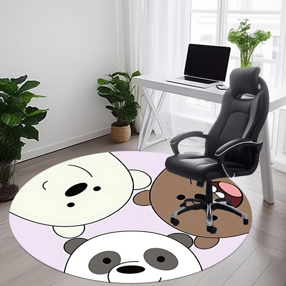 1pc We Bare Bears Office Round Area Rug, Under Office Chairs Bedroom Living Room Home Decor, Room Deco, Available In Various Sizes