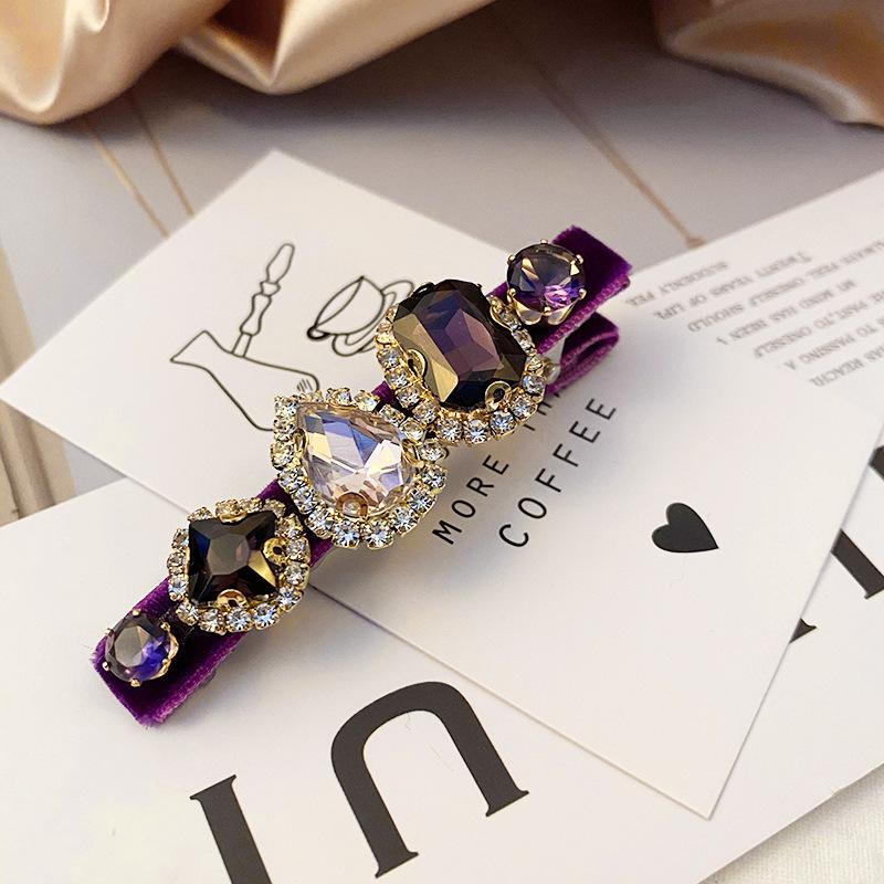 Colored Baroque Crystal Barrette Hairclips For Women New Korea Top-grade Shiny Rhinestone Pearl Spring Clips Hairpins