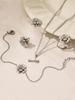 European & American Light Luxury Clover Jewelry Set: Stainless Steel, Zirconia-Embedded, Versatile Necklace, Bracelet, Ring & Earrings for Women.